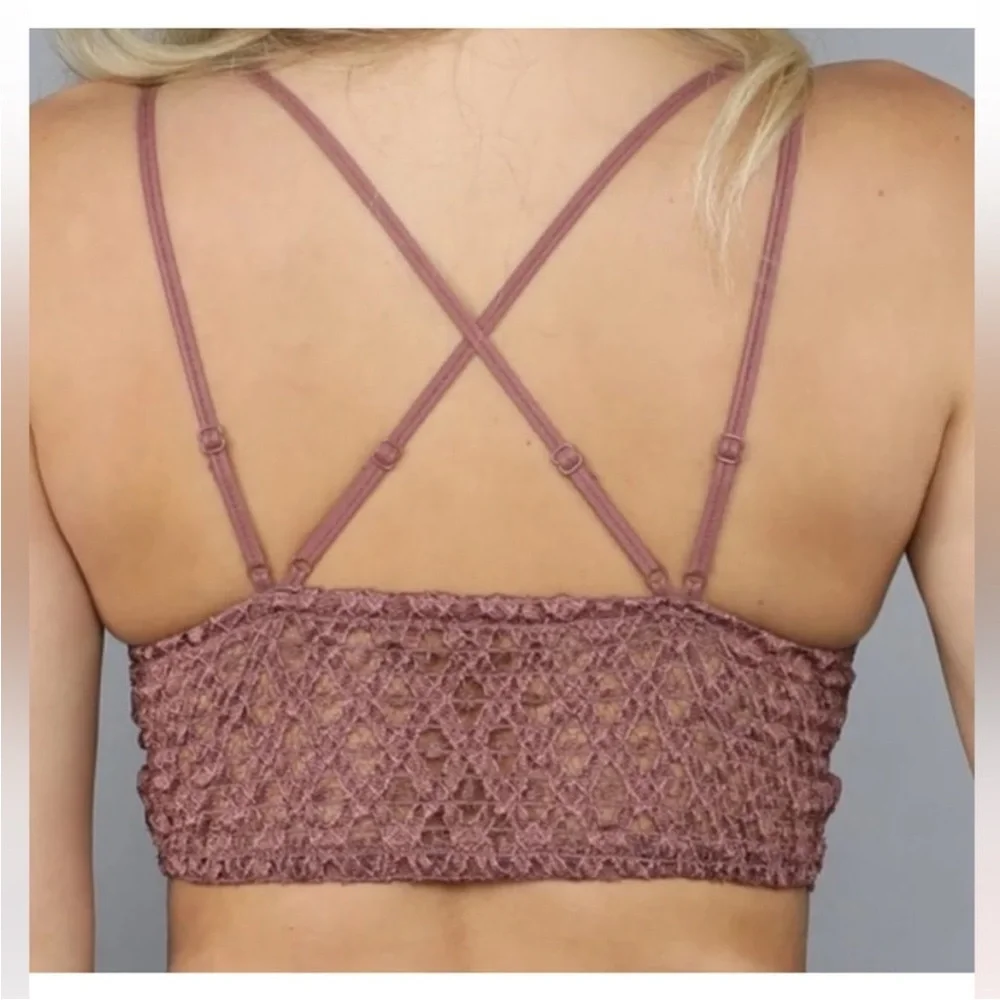 Floral Padded Lace Brawlette in Rose Color - Picture 10 of 10